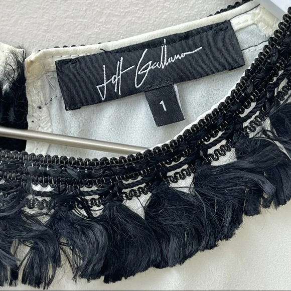 Jeff GALLANO ivory blouse with‎ feather fringe trim - Picture 5 of 6